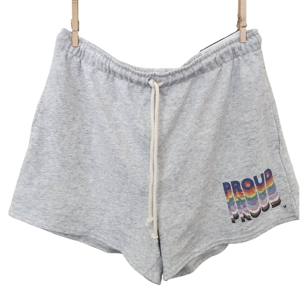American‎ Eagle Pride Fleece Shorts Heather Grey Rainbow Proud Graphic Medium